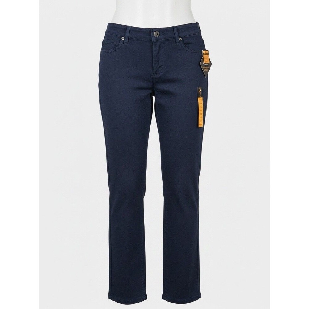 Gloria Vanderbilt Mona Comfort Stretch Twill Pants Navy  Straight Leg NWT 16S